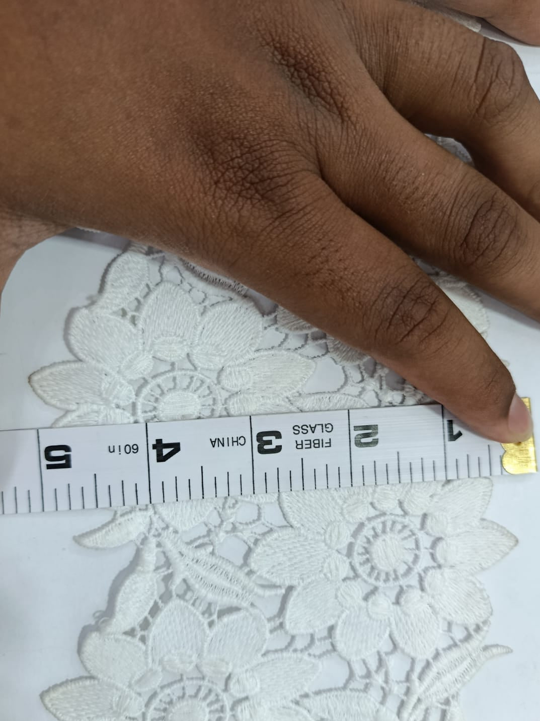 Milky WHite Flower Design Lace. Lace is approximately 4.75-5 inches. Lace is available as per yard.