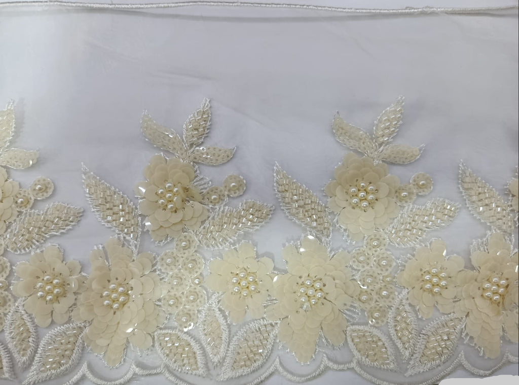 Fancy Organza Flower Embroided Lace. Lace is available as per yard.