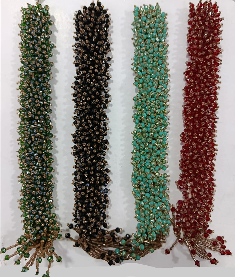Elegant Crystal Beaded Tassel Trim. Available in 4 colours. Available as per piece.