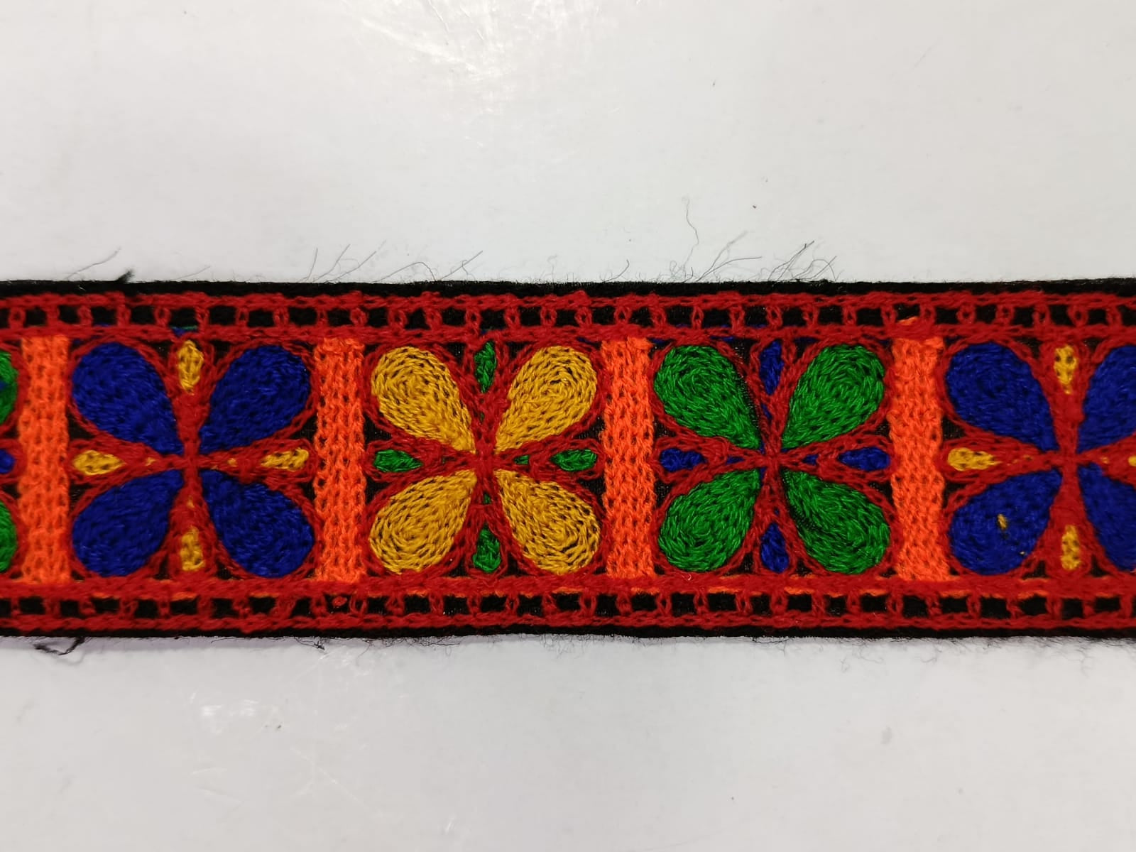 Multi-Colour Tape Lace. Lace size is approximately 1.95 Inches. Lace is available as per yard.
