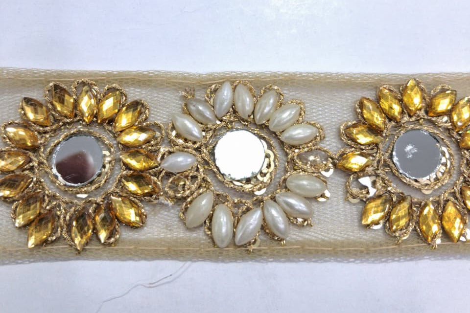 3D Flower Organza Tape with three colours. Lace is available as per yard.