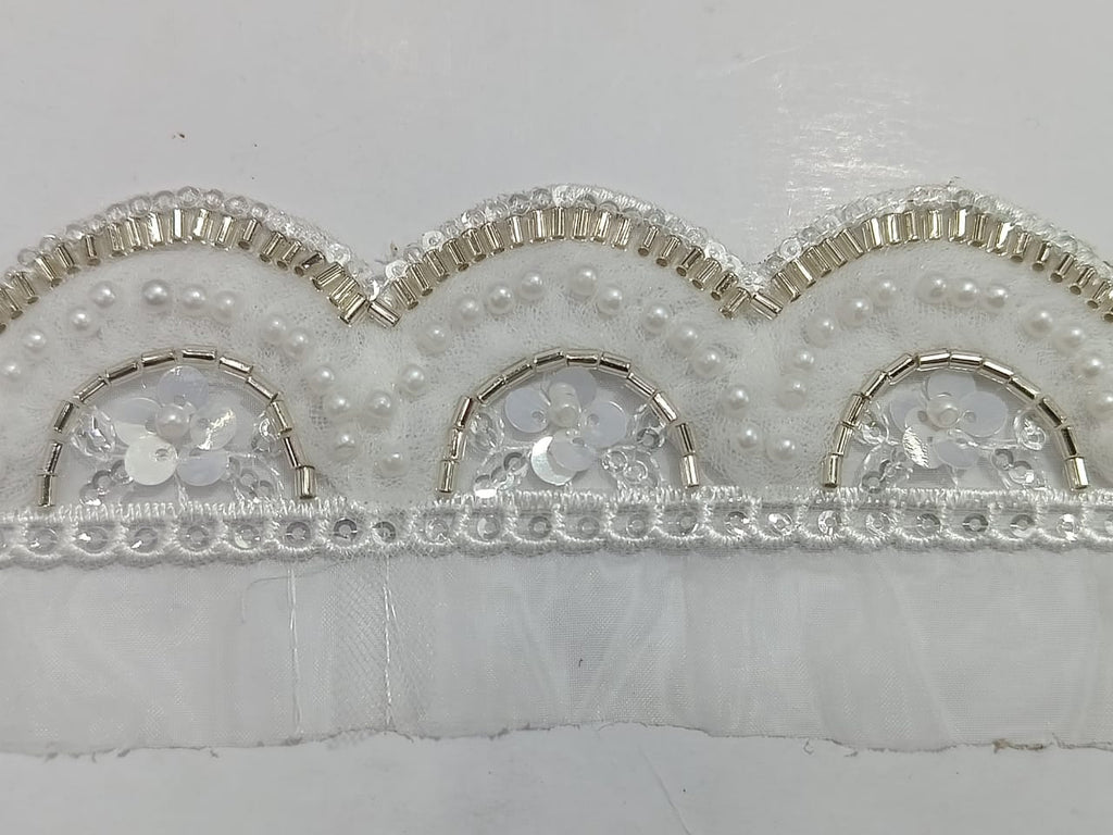 Fancy Pearl Stone Lace. Available in 4 colours. Lace is available as per yard.