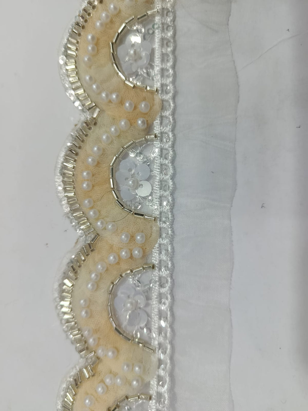 Fancy Pearl Stone Lace. Available in 4 colours. Lace is available as per yard.