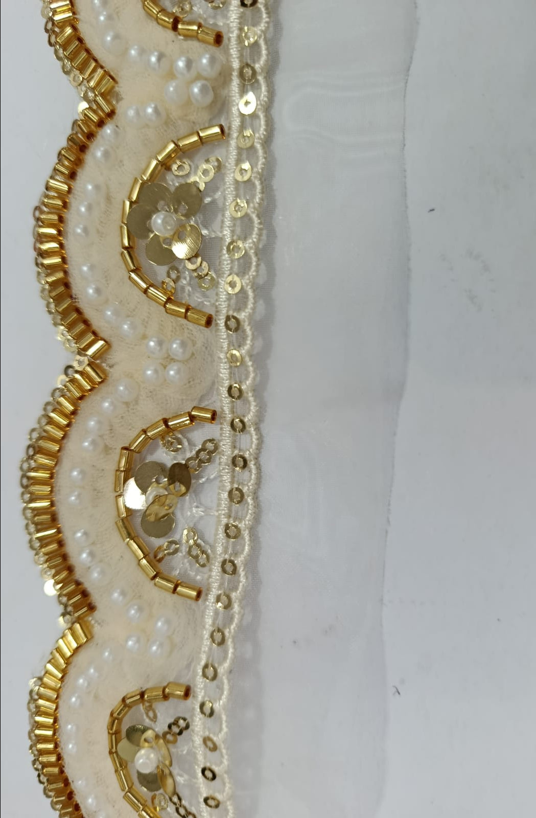 Fancy Pearl Stone Lace. Available in 4 colours. Lace is available as per yard.